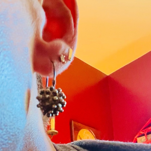 Vintage Unmarked Sterling Silver Spinner Sputnik Style Hook Earrings 5.9g, 1”. - Picture 5 of 5